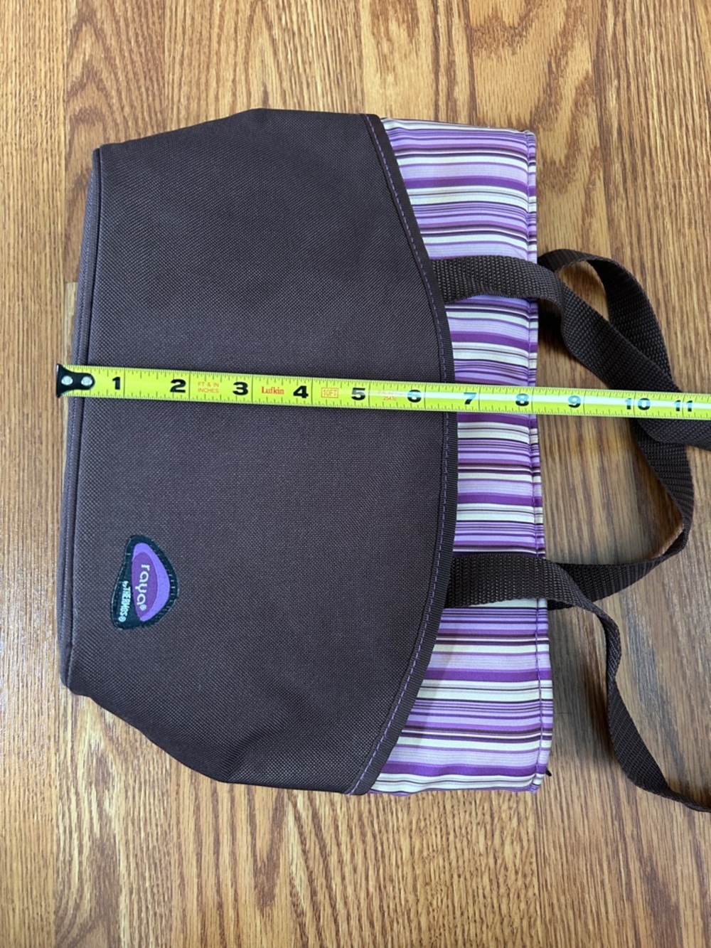 Raya by Thermos Clean Zipper Insulated Solid Brown w/Purple Stripes Lunch Tote - Picture 13 of 14